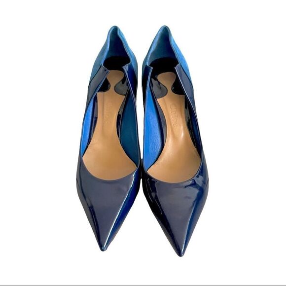 Chloe Leather High Heel Pointy Toe Pumps Shoes Made In Italy Blue 39.5 - Picture 4 of 15